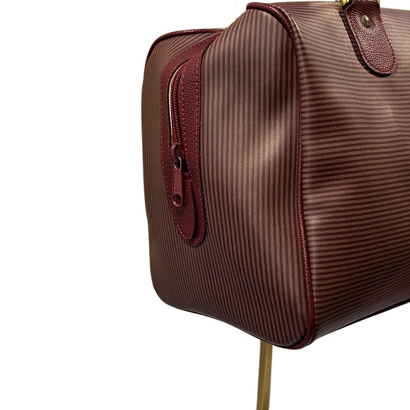 Yves Saint Laurent Burgundy Textured Satchel Boston Bag with Gold Hardware - Picture 5 of 14